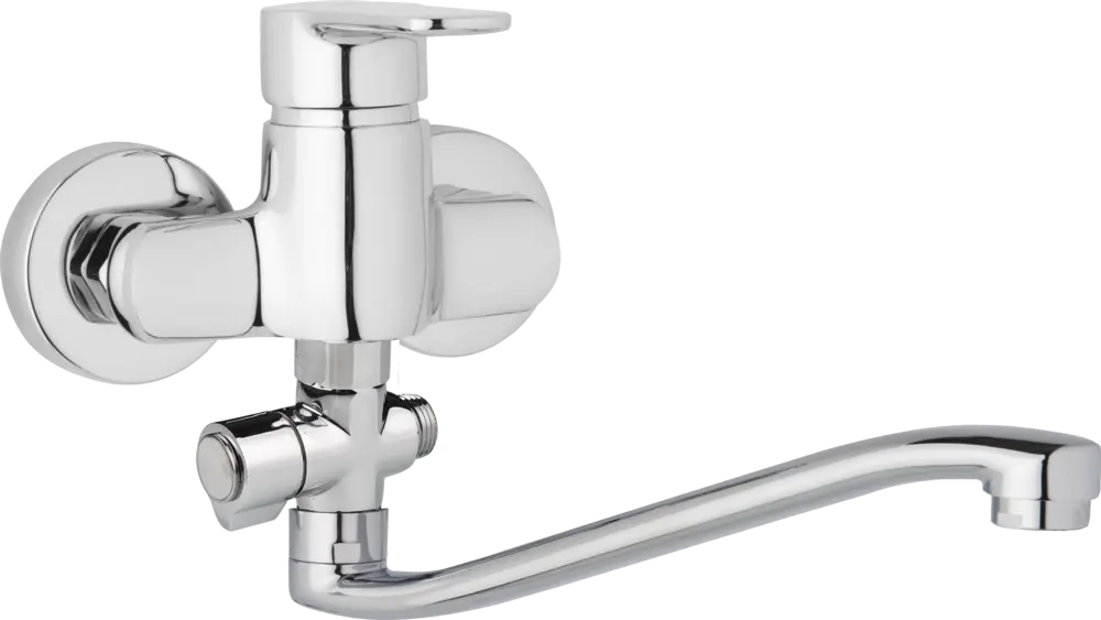 JB Sanitary Nástěnná umyvadlová a sprchová baterie MIRAM, rozteč 100 mm, otočný přepínač, bez příslušenství, S ramínko 250 mm M10 32 20