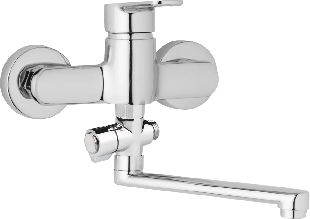 JB Sanitary Nástěnná umyvadlová a sprchová baterie MIRAM, rozteč 150 mm, otočný přepínač, bez příslušenství, ramínko 200 mm M10 37 00