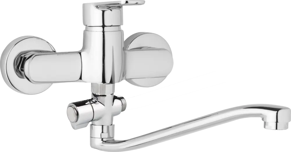 JB Sanitary Nástěnná umyvadlová a sprchová baterie MIRAM, rozteč 150 mm, otočný přepínač, bez příslušenství, S ramínko 300 mm M10 37 40