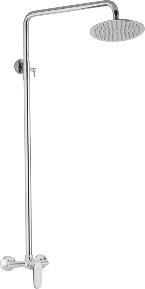 JB Sanitary SF 61 000 00 6 — Chromovaná sprchová sestava. Baterie FINERY s horním vývodem, rozteč 150mm. Hlavová nerezová sprcha průměr 25cm