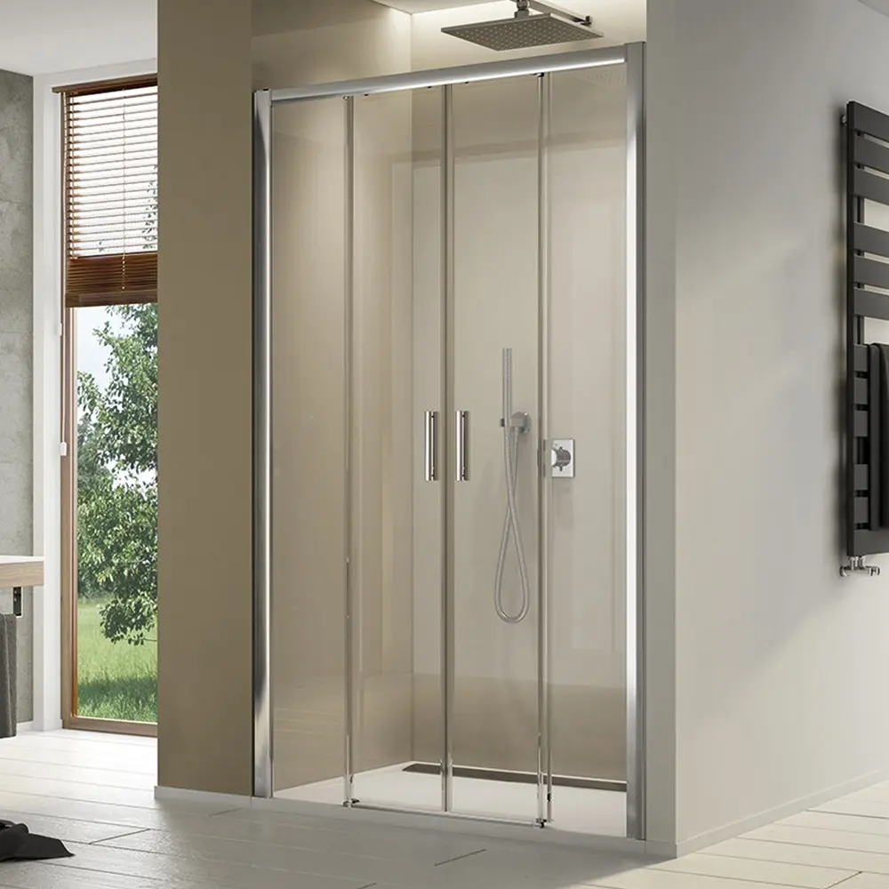 SanSwiss TOP-LINE S Dvoudílné posuvné dveře s 2 pevnými stěnami v rovině TLS41400107
