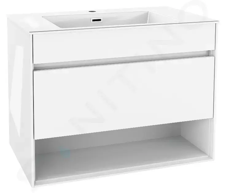 kielle 50027S810 - Skříňka s umyvadlem 80 cm, lesklá bílá