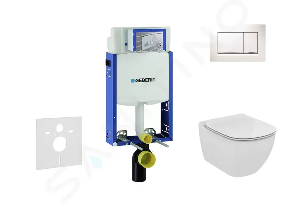 Geberit Set předstěnové instalace, klozetu a sedátka Ideal Standard Tesi, tlačítka Sigma20, bílá/chrom 110.302.00.5 NF5