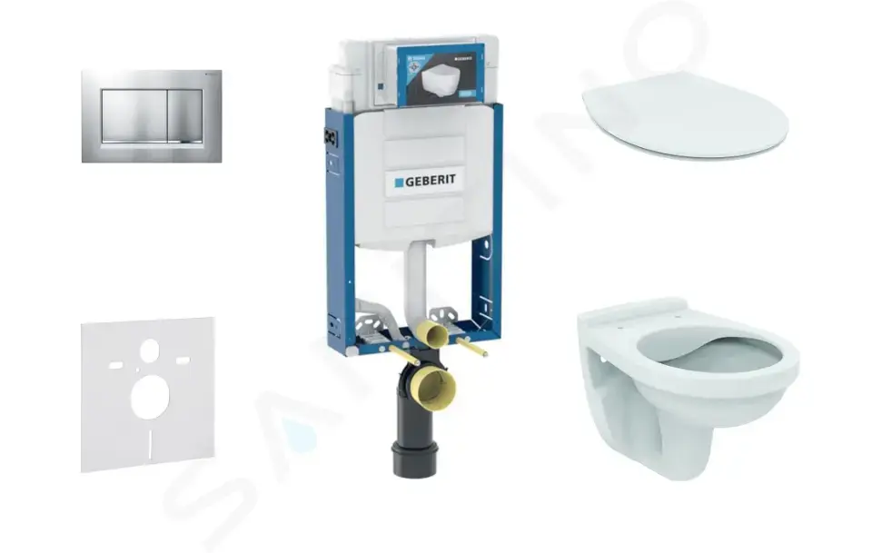 Geberit Set předstěnové instalace, klozet Alpha se sedátkem, tlačítko Sigma20, chrom mat/chrom 110.302.00.5 ND7