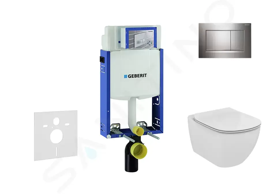 Geberit Set předstěnové instalace, klozetu a sedátka Ideal Standard Tesi, tlačítka Sigma20, chrom 110.302.00.5 NF6