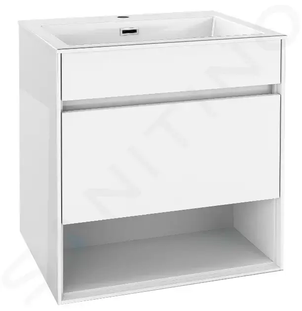 kielle 50027S610 - Skříňka s umyvadlem 60 cm, lesklá bílá