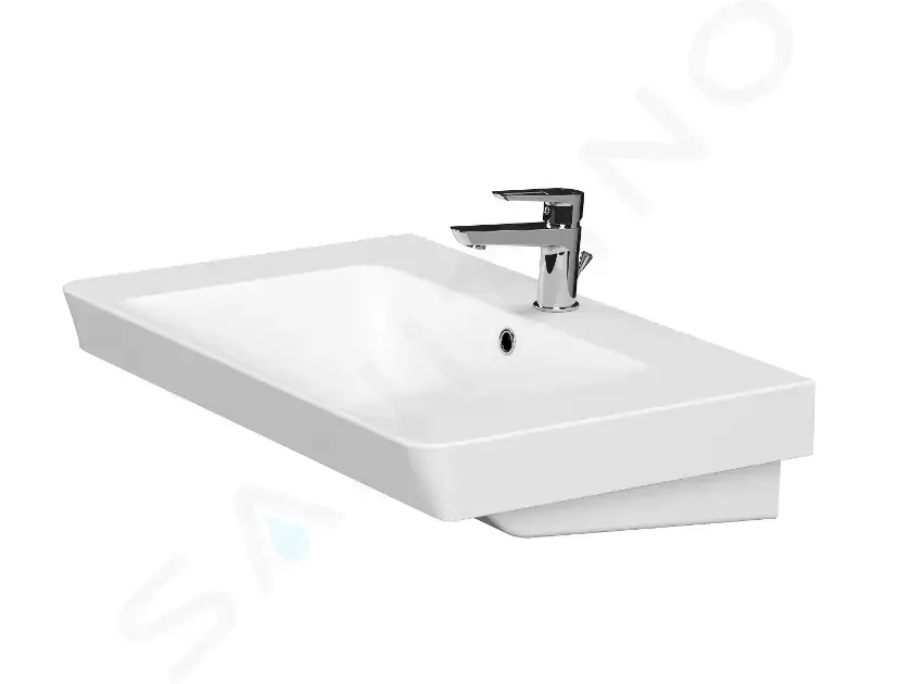 kielle 30621800 - Umyvadlo 81x48 cm, s přepadem, s otvorem pro baterii, bílá