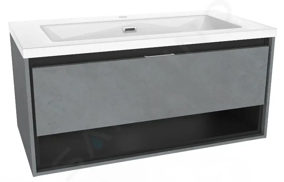 kielle 50026S905 - Skříňka s umyvadlem 90 cm, beton/matná černá
