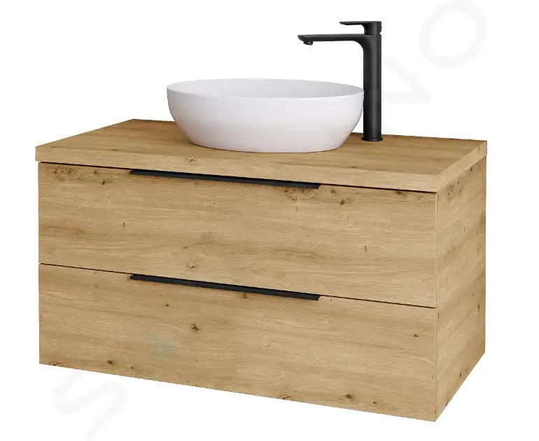 kielle 50024101 - Skříňka včetně desky pod umyvadlo 100x54x50 cm, s výřezem, karamel