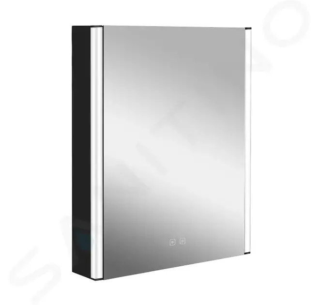 kielle Zrcadlová skříňka s LED osvětlením, vyhříváním a USB portem, 55x70x13 cm, matná černá 50111614