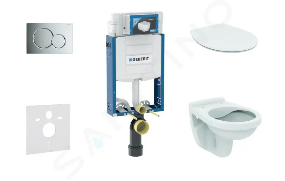 Geberit Set předstěnové instalace, klozet Alpha se sedátkem, tlačítko Sigma01, lesklý chrom 110.302.00.5 ND2