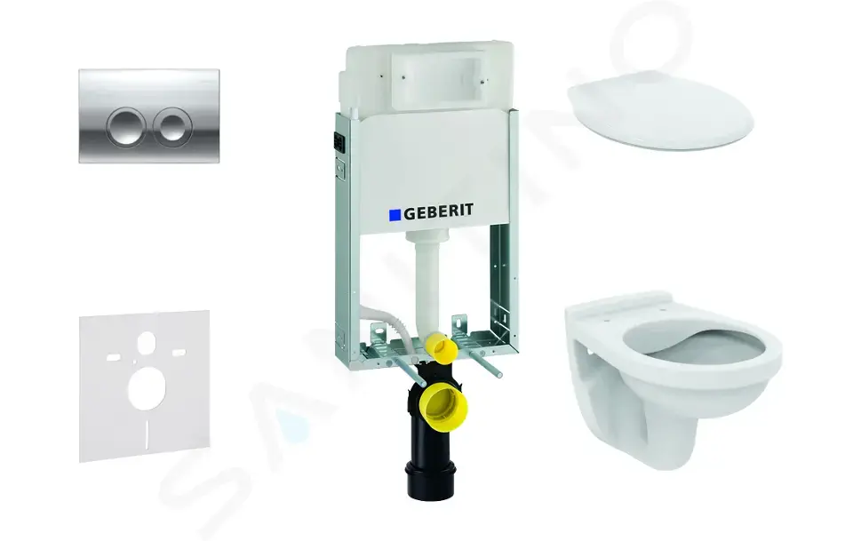 Geberit Set předstěnové instalace, klozet Alpha se sedátkem, tlačítko Delta21, lesklý chrom 110.100.00.1 NR2