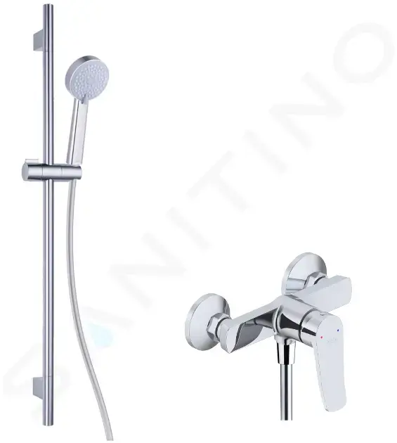 kielle Nefia - Sprchový set s baterií, tyčí, hadicí a sprchovou hlavicí, chrom 20627SN120