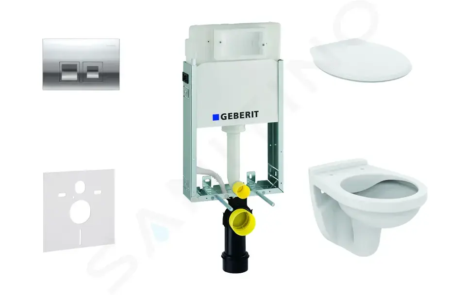 Geberit Set předstěnové instalace, klozet Alpha se sedátkem, tlačítko Delta35, lesklý chrom 110.100.00.1 NR5