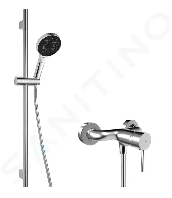kielle Oudee - Sprchový set s baterií, tyčí, hadicí a sprchovou hlavicí EcoSpare, chrom 10202SN10