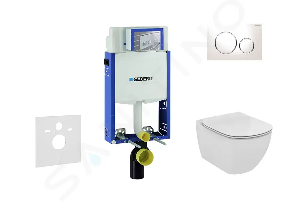 Geberit Set předstěnové instalace, klozetu a sedátka Ideal Standard Tesi, tlačítka Sigma20, bílá/chrom 110.302.00.5 NF4
