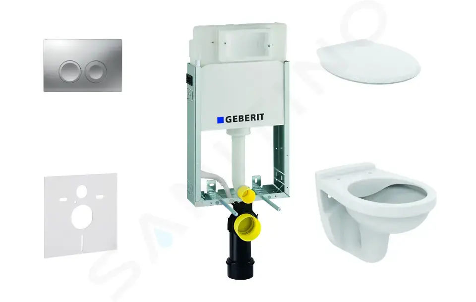 Geberit Set předstěnové instalace, klozet Alpha se sedátkem, tlačítko Delta21, matný chrom 110.100.00.1 NR3