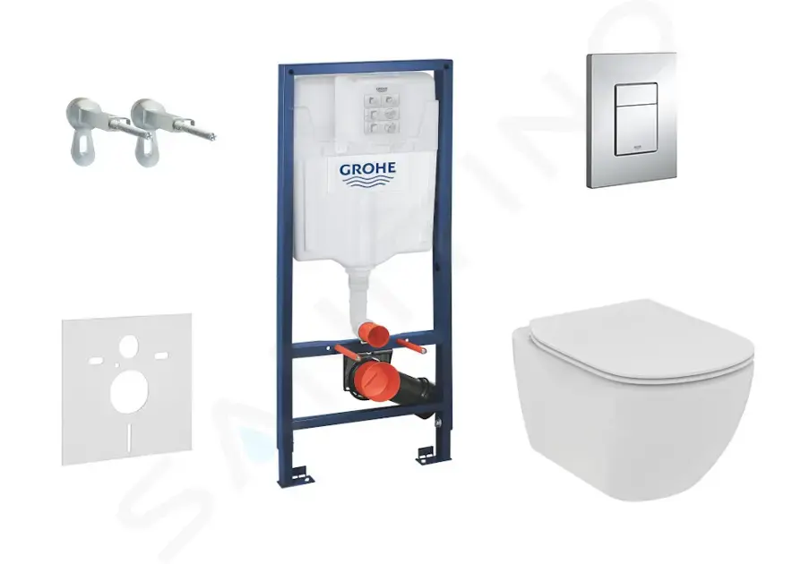 Grohe Set předstěnové instalace, klozetu a sedátka Tesi, softclose, rimless, tlačítka Skate Cosmopolitan, chrom 38528SET-KE