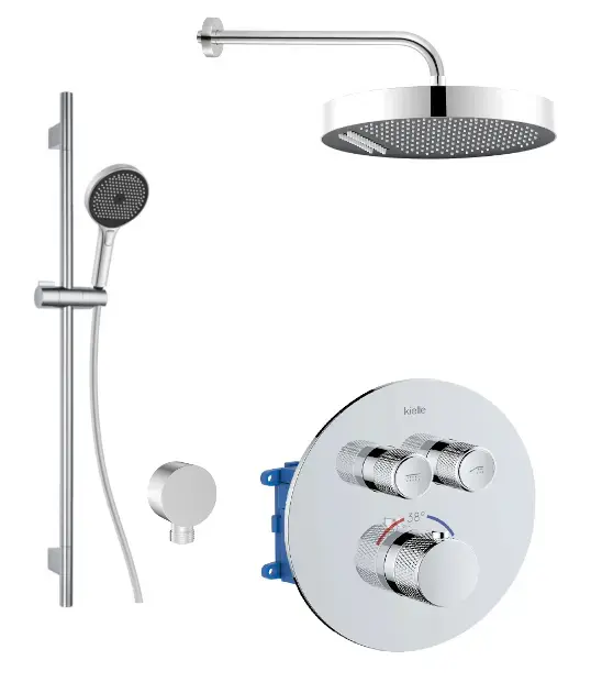 kielle Oudee - Termostatická baterie pod omítku, pro 2 spotřebiče, s příslušenstvím EcoSpare a tělesem, chrom 20627SPT20