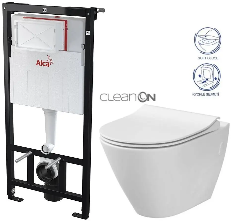Předstěnový instalační systém bez tlačítka + WC CERSANIT CLEANON CITY AM101/1120 X CI1