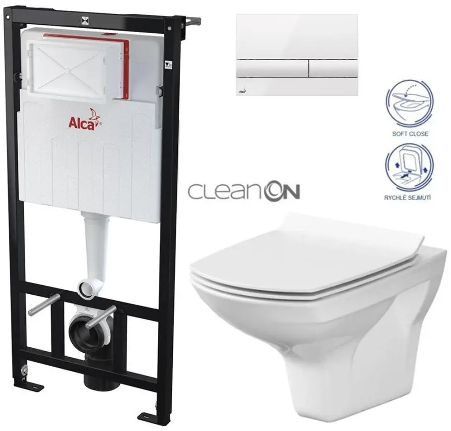 Předstěnový instalační systém s bílým tlačítkem M1710 + WC CERSANIT CLEANON CARINA + SEDÁTKO AM101/1120 M1710 CA3