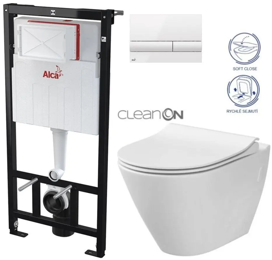 Předstěnový instalační systém s bílým tlačítkem M1710 + WC CERSANIT CLEANON CITY AM101/1120 M1710 CI1