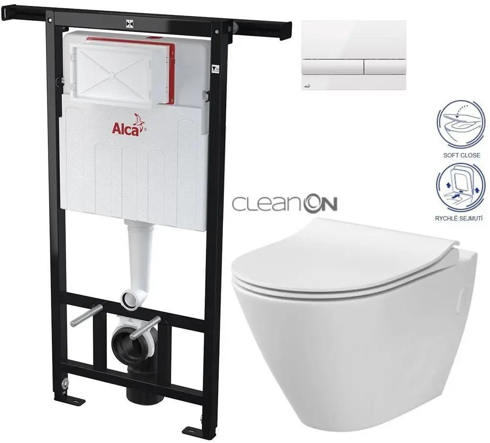 Předstěnový instalační systém s bílým tlačítkem M1710 + WC CERSANIT CLEANON CITY AM102/1120 M1710 CI1
