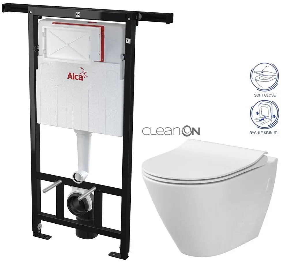 Předstěnový instalační systém bez tlačítka + WC CERSANIT CLEANON CITY AM102/1120 X CI1