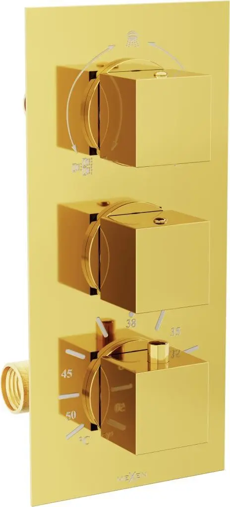 MEXEN Cube termostatická baterie sprcha/vana 3-gold výstup 77503-50