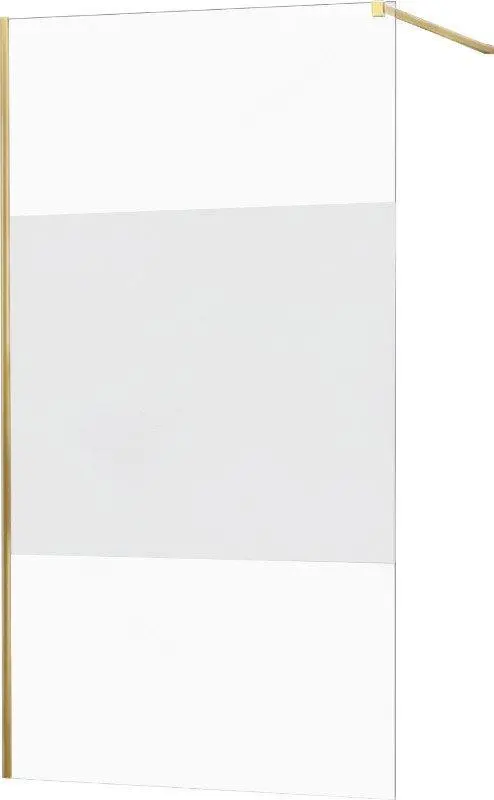 MEXEN/S KIOTO Sprchová zástěna WALK-IN 090x200 cm 8 mm, zlatá, Transparent/matné sklo 800-090-101-50-35