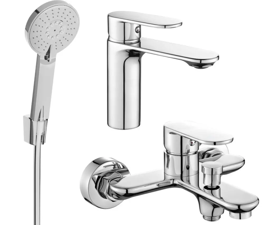 MEXEN - Milo R40 SET umyvadlová baterie + vanová s příslušenstvím, chrom 71303R40-00
