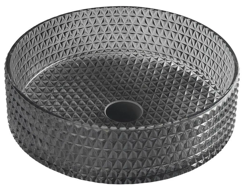 SAPHO - MARAGUA skleněné gravírované umyvadlo na desku Ø 39,5cm, černá TY214