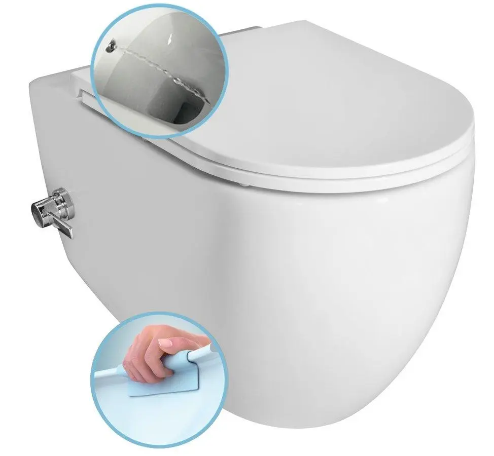 ISVEA - INFINITY CLEANWASH závěsná WC mísa, integrovaný ventil a bidet. sprška, Rimless, 36,5x53cm, bílá 10NFS1001I