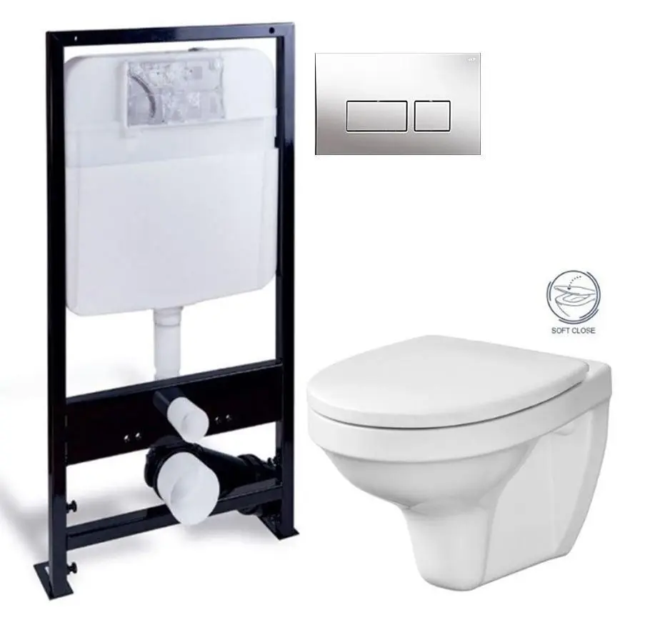 PRIM předstěnový instalační systém s chromovým tlačítkem 20/0041 + WC CERSANIT DELFI + SOFT SEDÁTKO PRIM_20/0026 41 DE2