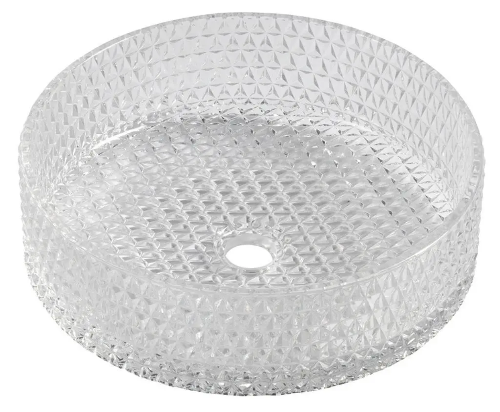 SAPHO - MARAGUA skleněné gravírované umyvadlo na desku Ø 39,5cm, čirá TY214CL