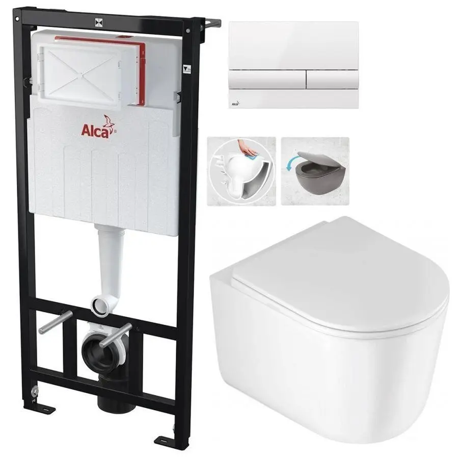 Předstěnový instalační systém s bílým tlačítkem M1710 + WC DEANTE Jasmin se sedátkem RIMLESS /VÍROVÉ SPLACH/ AM101/1120 M1710 JA1