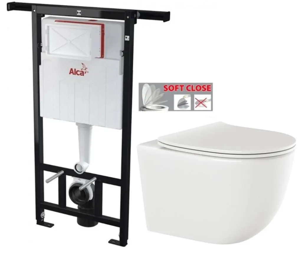 Předstěnový instalační systém bez tlačítka + WC INVENA TINOS  + SEDÁTKO AM102/1120 X NO1