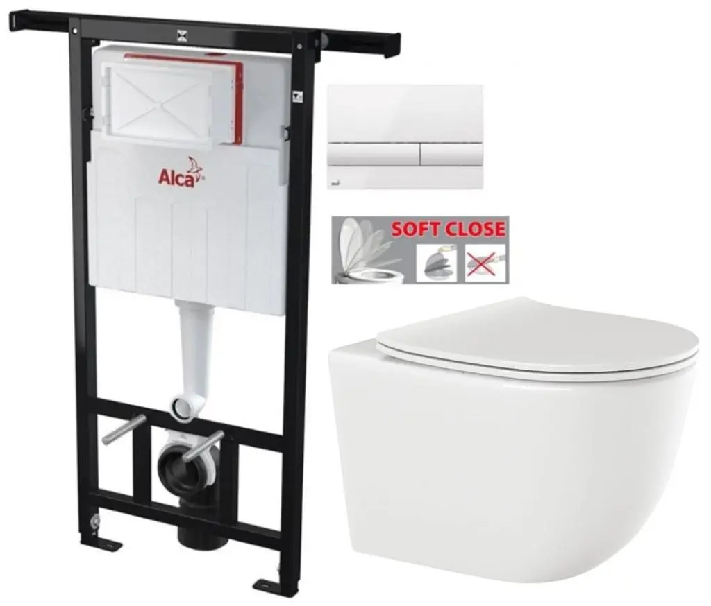 Předstěnový instalační systém s bílým tlačítkem M1710 + WC INVENA TINOS  + SEDÁTKO AM102/1120 M1710 NO1