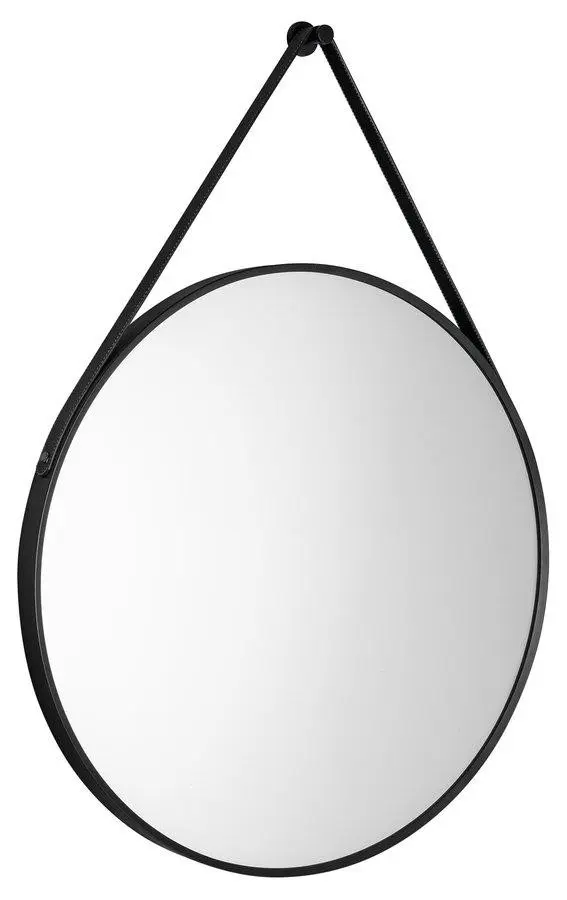 Aqualine - Zrcadlo, průměr 60 cm, matná černá SG065