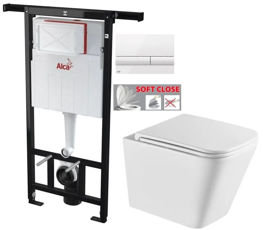 Předstěnový instalační systém s bílým tlačítkem M1710 + WC INVENA FLORINA /VÍROVÉ SPLACH/ WITH SOFT, včetně soft/close sedátka AM102/1120 M1710 FL1