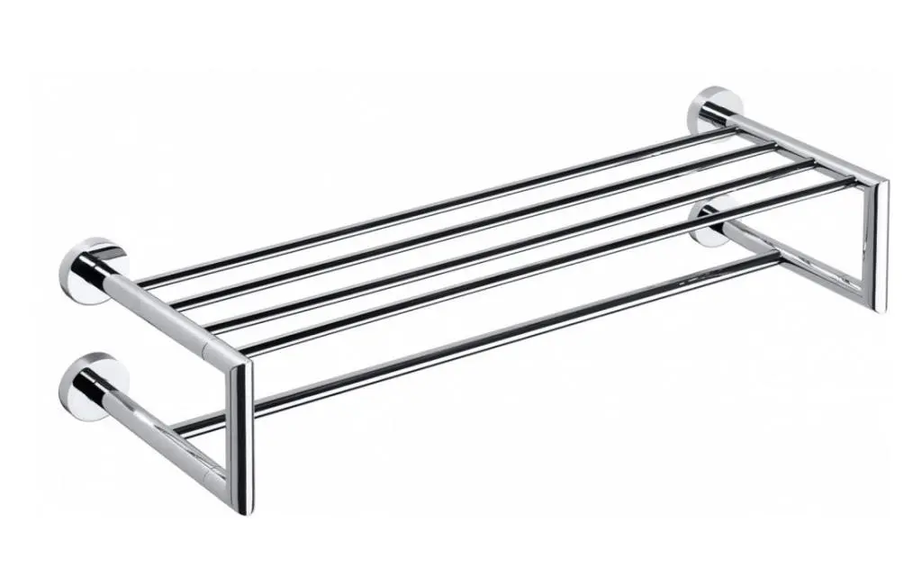 SAPHO - X-ROUND polička na ručníky dvojitá s hrazdou 600x160x225, chrom XR416