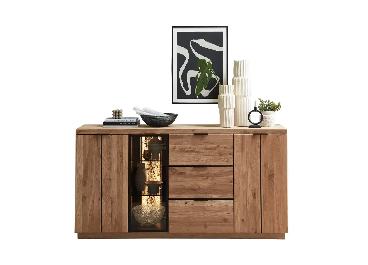 Szynaka Komoda Napoli 20 s LED osvětlením 180 cm z masivu dub Bianco