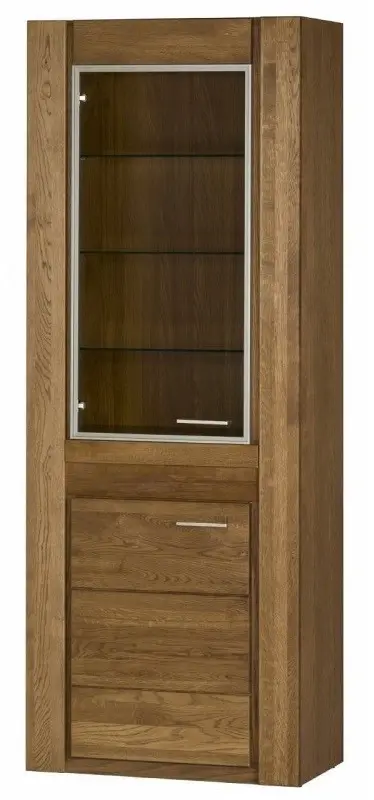 Szynaka Vitrína Velvet II 10 75 cm z masivu levá s LED osvětlením dub Rustikal