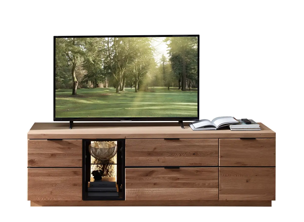 Szynaka TV stolek Napoli 31 s LED osvětlením 200 cm z masivu dub Bianco