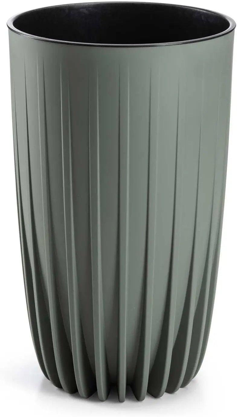 HowHomely Květináč STRIPPED ECO III 25 cm šedo-zelený