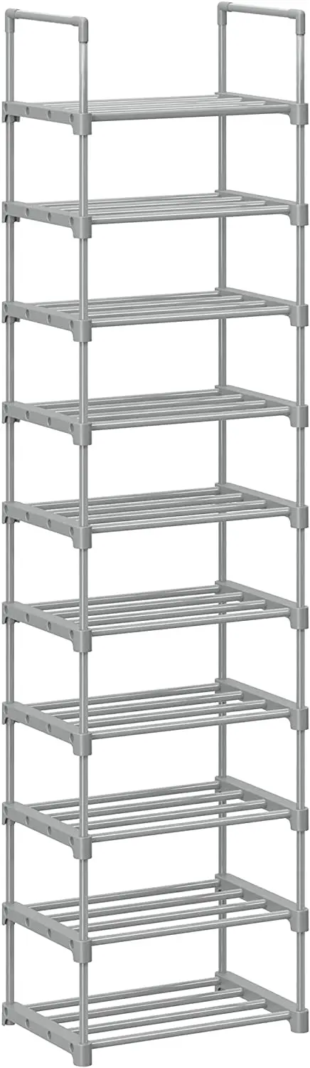 SONGMICS Skládací kovový botník 10 polic šedý