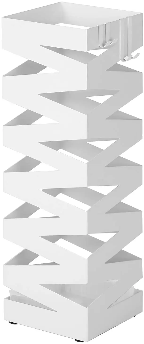 SONGMICS Stojan na deštníky čtvercový bílý motiv zigzag