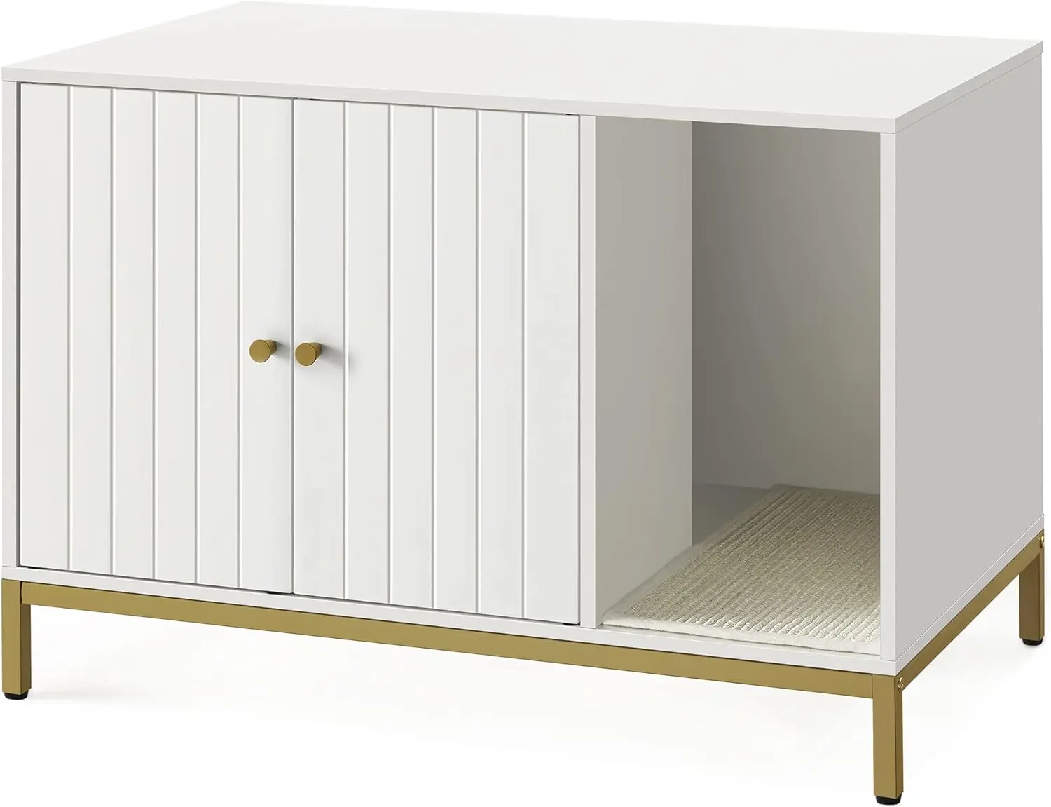 SONGMICS Kočičí toaleta Glenda 80 cm bílá/zlatá