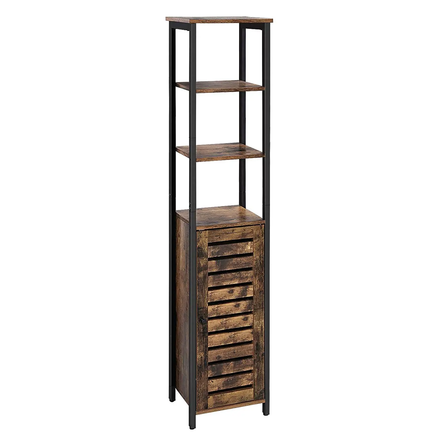 VASAGLE Úzká skříňka hnědá industriální 37 x 167 x 30 cm