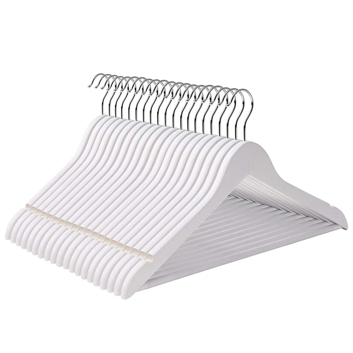 SONGMICS Dřevěné ramínko bílé 44 cm 20 ks